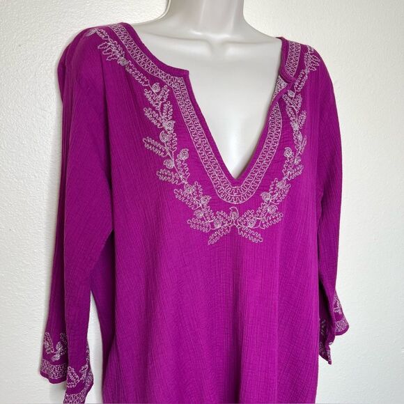 Old Navy Metallic Embroidered Beach Swim Cover Up Tunic Dress Pink Women Large - Picture 2 of 13